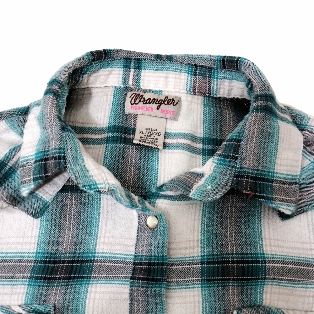 Wrangler Western Pearl Snap Plaid Shirt Women's XL 100% Cotton Ranch Cowgirl - Picture 4 of 7